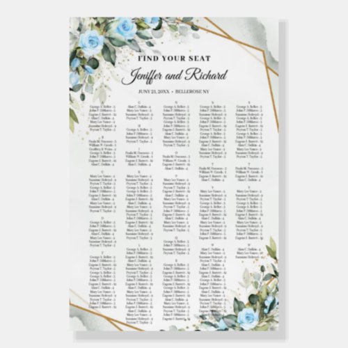 Boho light blue flowers Eucalyptus Alphabetical Foam Board