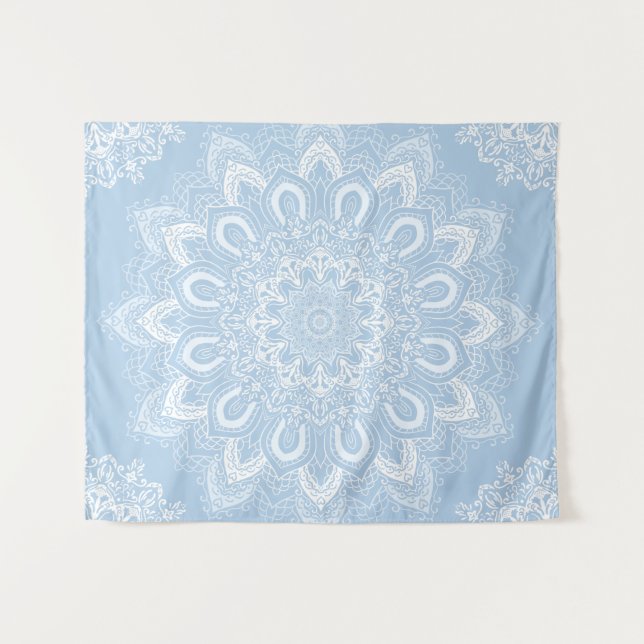 Boho Light Blue Mandala Tapestry Zazzle