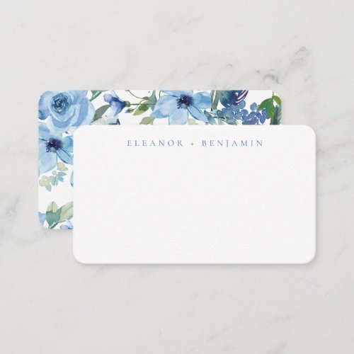 Boho Light Blue Watercolor Floral Gift Enclosure Note Card