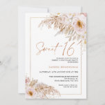 Boho Light Blush Floral Pampas Grass 16th Birthday Invitation<br><div class="desc">Boho Light Blush Floral Pampas Grass 16th Birthday Invitation Bohemian inspired sweet 16 birthday invitation featuring two light blush or pale pink floral arrangements with pampas grass and a modern calligraphy image as a heading in a faux rose gold texture. Ideal for anyone looking for a bohemian inspired sweet sixteen...</div>