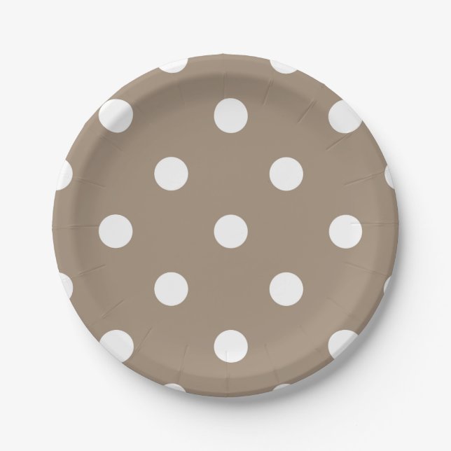 Boho Light Brown Spots Paper Plates (Front)