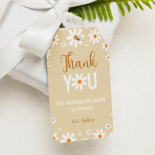 Boho Light Daisy 1st Birthday Thank You Gift Tag