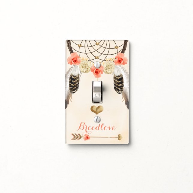 Boho Light Switch Covers Dreamcatcher Bohemian (In Situ)