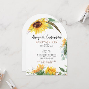 Boho Lights Backyard BBQ Birthday Party Invitation