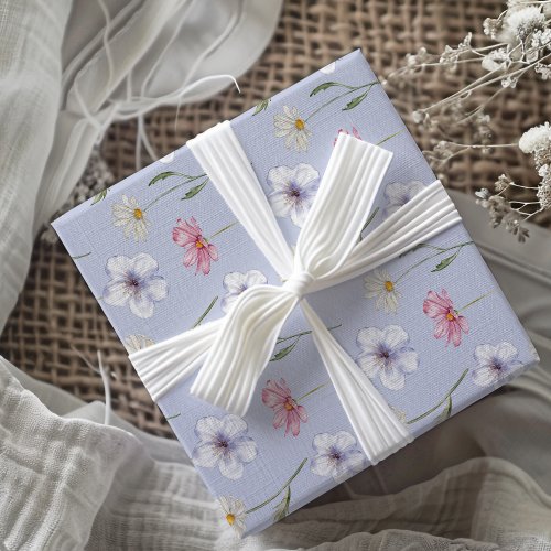 Boho Liilac Wildflower Watercolor Pattern  Wrapping Paper