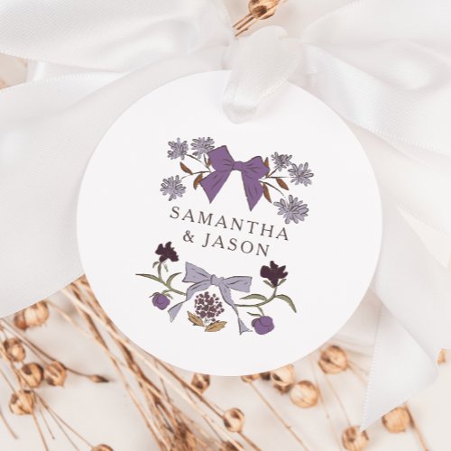 Boho Lilac Bow Floral Wedding Favor Tags