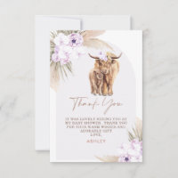 Boho Lilac Floral Arch Highland Cow Baby Shower