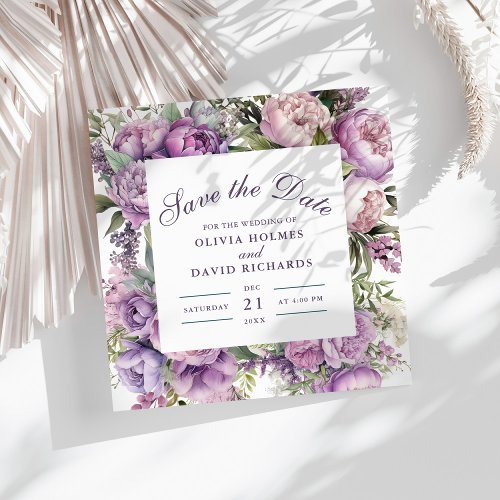 Boho Lilac Floral Wedding Save the Date