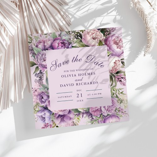 Boho Lilac Floral Wedding Save the Date