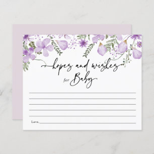 Boho Lilac Flowers Hopes & Wishes Baby Shower Card