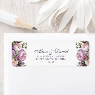 Boho Lilac Peonies Return Address Label