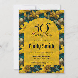 Boho Lilies Accent Girl Birthday Party Invitation
