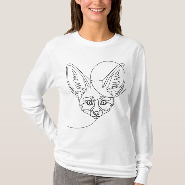 Boho Line Art Fennec Fox T-Shirt (Front)