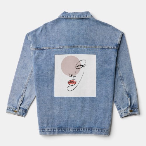 Boho Line Art Tee for Women Denim Jacket