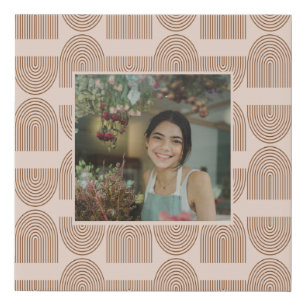 Boho Line Pattern in Terracotta Custom Photo Frame Faux Canvas Print