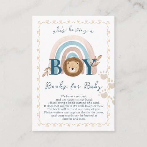 Boho Lion Cub Books for Baby Enclosure Card