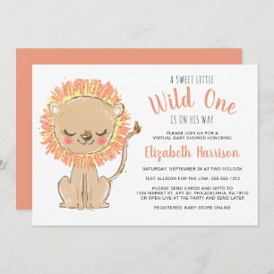 Boho Lion Terracotta Virtual Baby Shower Invitation
