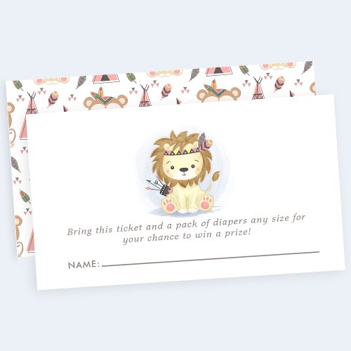 Boho Lion Tribal Baby Shower Diaper Raffle Enclosure Card