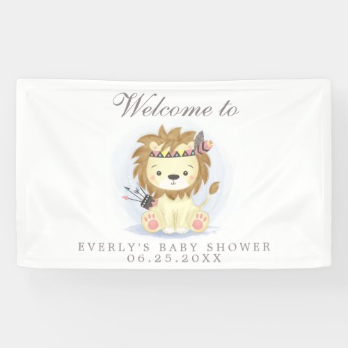 Boho Lion Tribal Bohemian Baby Shower Welcome Banner