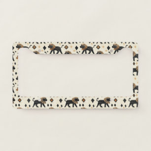 Boho Lion Tribal Safari Pattern License Plate Frame