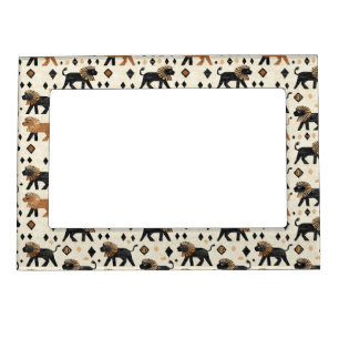 Boho Lion Tribal Safari Pattern Magnetic Frame