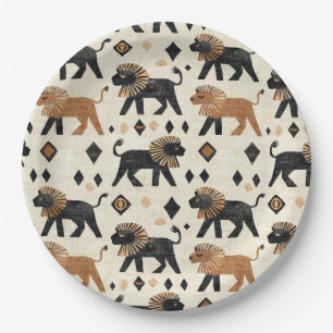 Boho Lion Tribal Safari Pattern Paper Plates