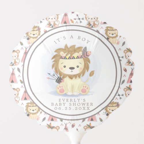 Baby Shower Balloons 6 Boho Lion Tribal Watercolor Baby Shower Balloon