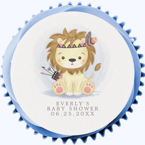 Baby Shower Treats 7 Boho Lion Tribal Watercolor Baby Shower Edible Frosting Rounds
