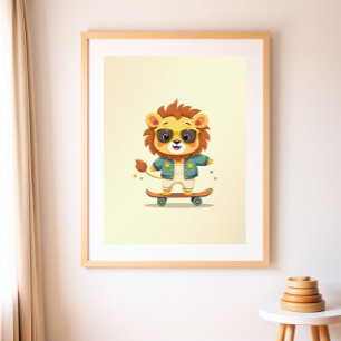 Boho Lion Wood Framed Kids Room   Safari Gallery Art