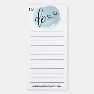 *~* Boho List Antique Blue Watercolor Blob  TO DO Magnetic Notepad