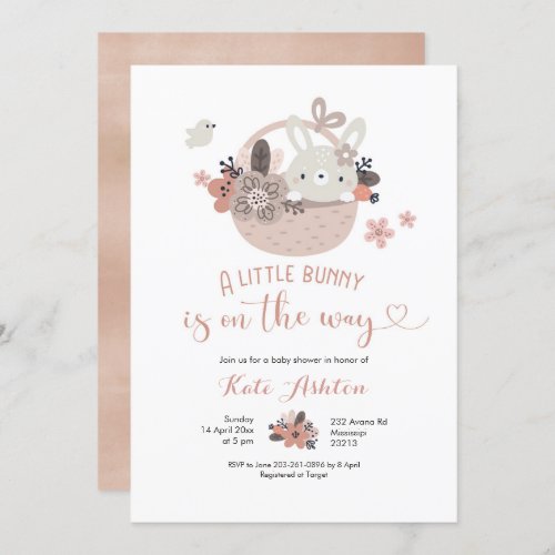 Boho Little Bunny is on the way Baby Shower Invitation