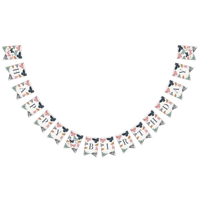 Boho Little Butterfly Happy Birthday Bunting Flags (All)