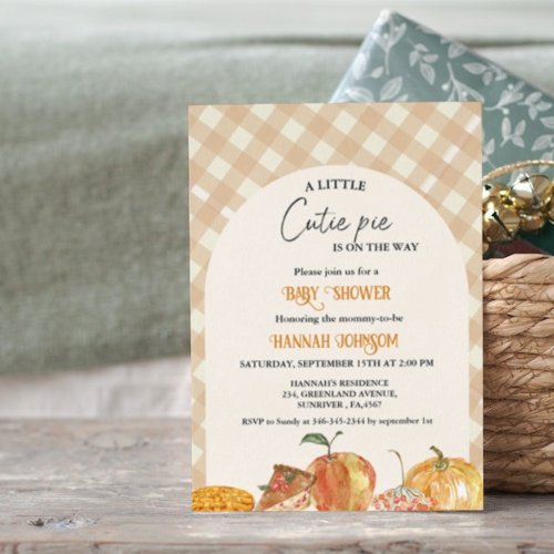  Boho Little Cutie Pie Thanksgiving Baby Shower Invitation