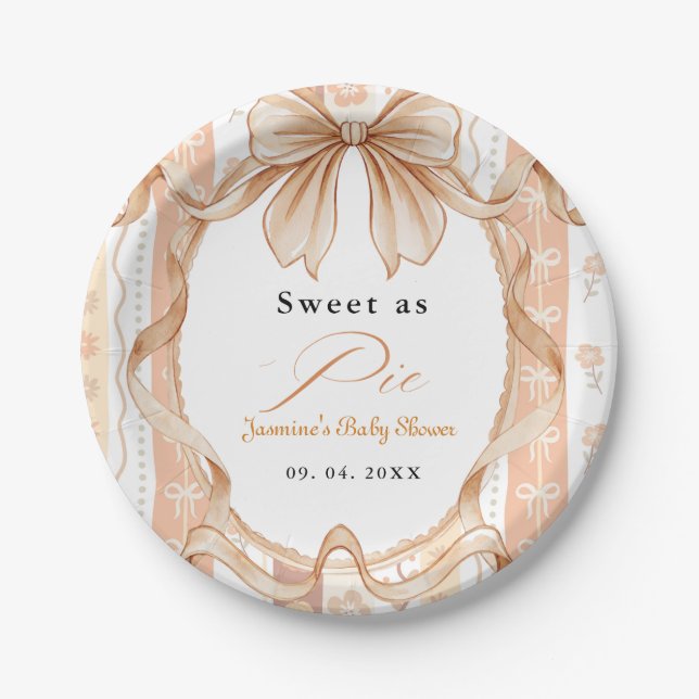 Boho Little Cutie Pie Thanksgiving Baby Shower Paper Plates (Front)