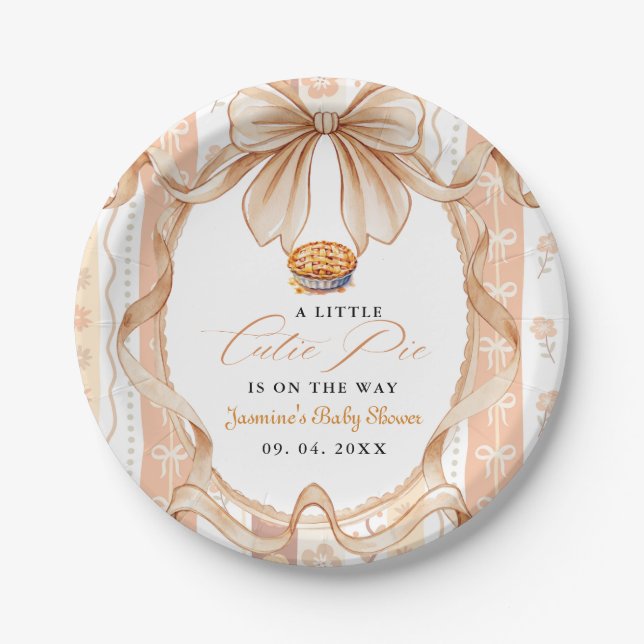 Boho Little Cutie Pie Thanksgiving Baby Shower Paper Plates (Front)