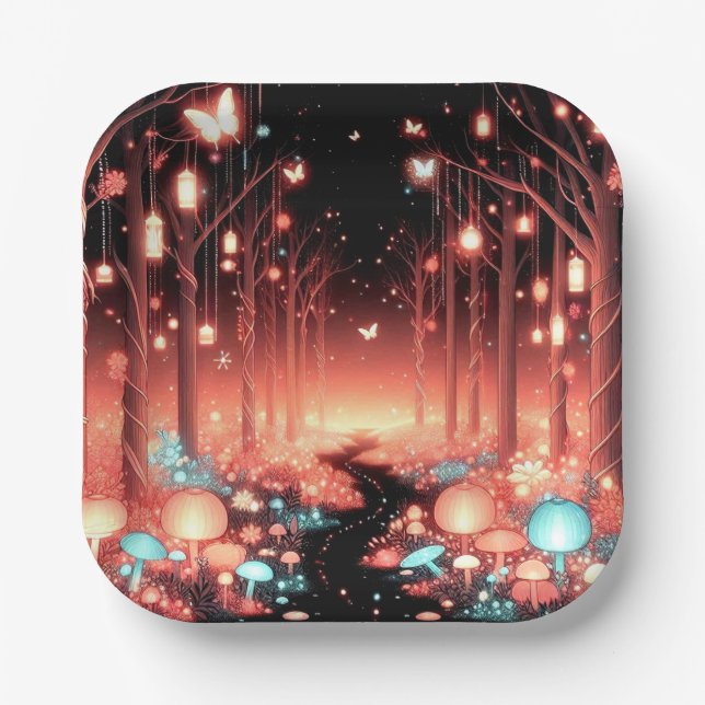 Boho Little Enchanted Forest Baby Shower Paper Plates (Front)