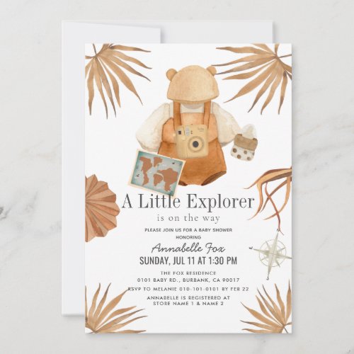 Boho Little Explorer Gender_neutral Baby Shower Invitation