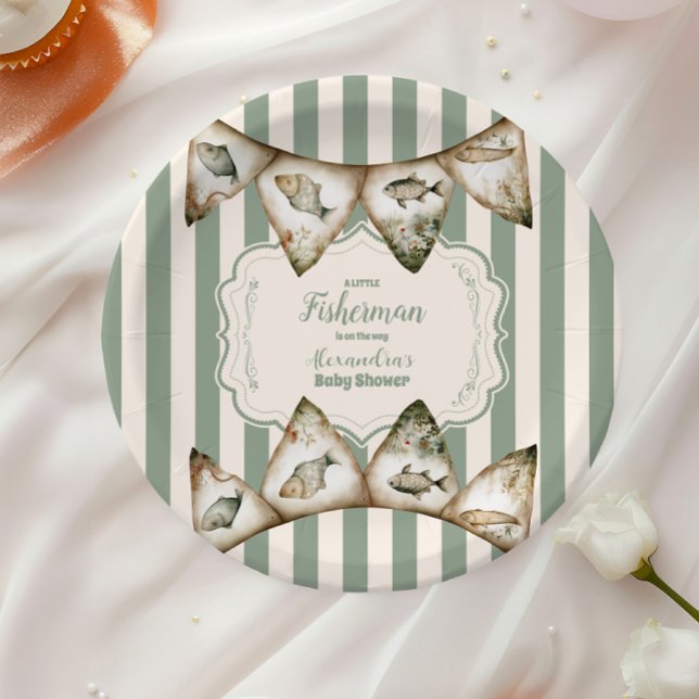 Boho Little Fisherman Fishing  Paper Plates (Creator Uploaded)