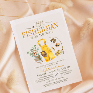 Boho Little Fisherman Is On The Way Baby Shower Invitation