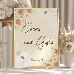 Boho Little Honey Baby Shower Cards And Gifts Sign