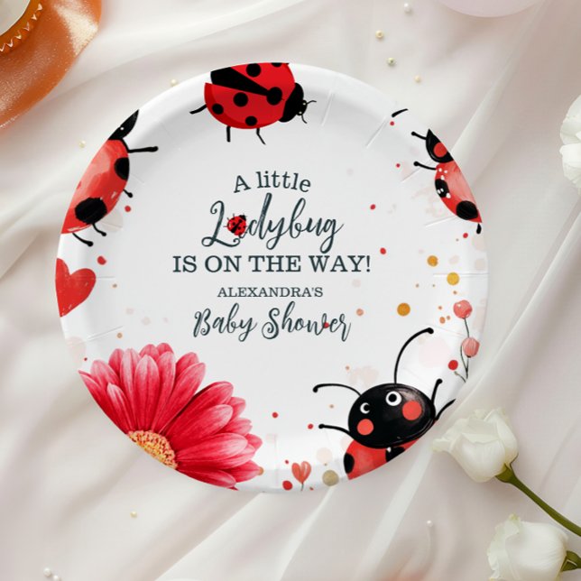Boho Little Ladybug Baby Shower Paper Plates (Creator Uploaded)