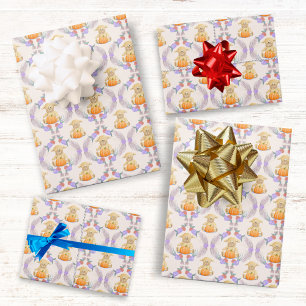 Boho Little Lamb Pumpkin Watercolor Baby Shower Wrapping Paper Sheets