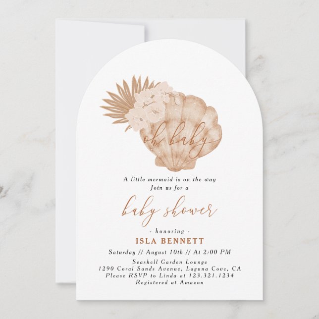 Boho Little Mermaid Is On The Way Baby Shower Invitation (Front)