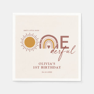 Boho Little Miss Onederful 1st Birthday Napkins