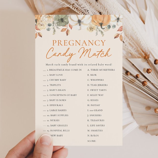 Boho Little Pumpkin Baby Shower Candy Match Game (Creator Uploaded)