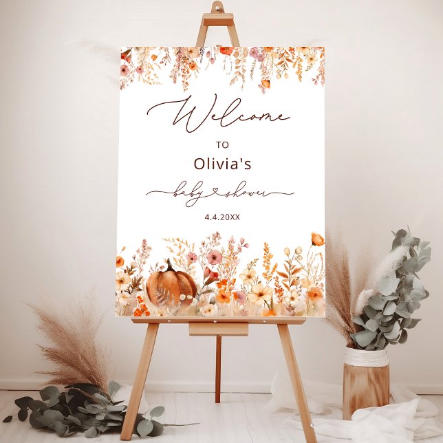 Boho Little Pumpkin Fall Baby Shower Welcome Foam Board (Creator Uploaded)