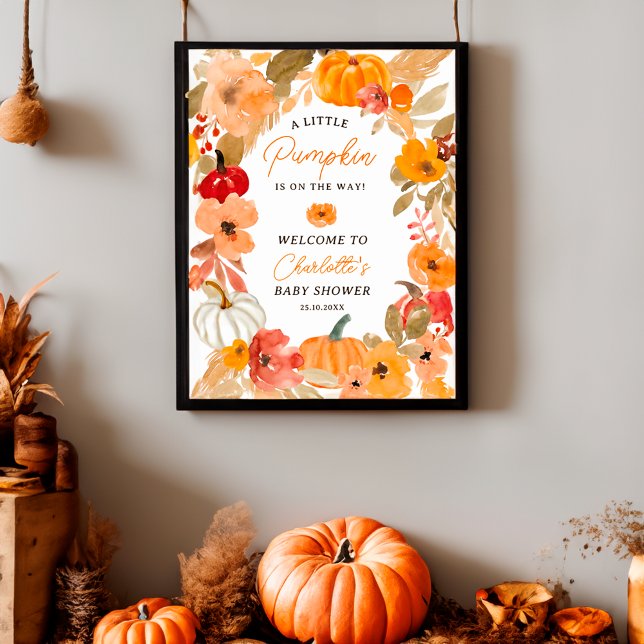 Boho Little pumpkin fall baby shower Welcome Poster (Boho Little pumpkin fall baby shower Welcome Poster)