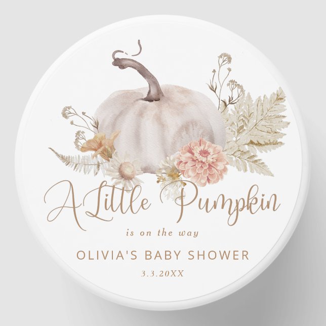 Boho Little pumpkin is on the way baby shower Mini Candle Favors (Front)
