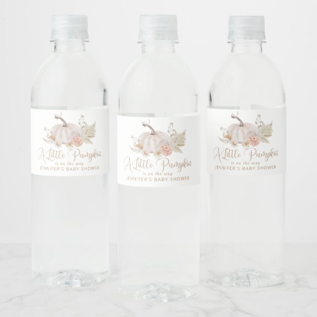 Boho Little pumpkin is on the way Water Bottle Label (Bottles)