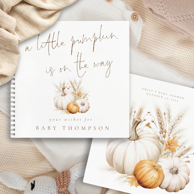 Boho Little Pumpkin on Way Baby Guest Book (Front and back view)
